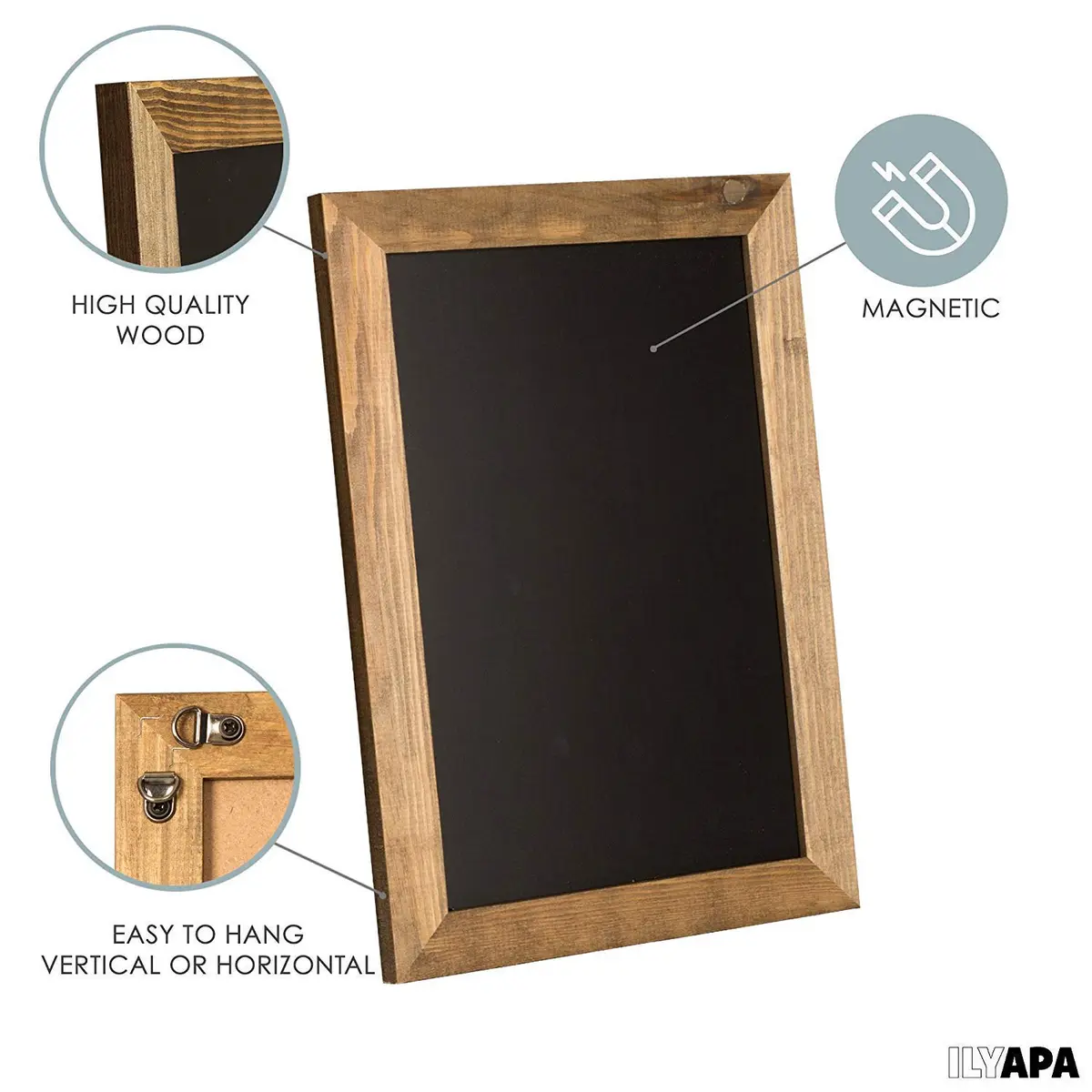 Ilyapa Framed Kitchen Chalkboard Sign, 12x16 Inch | Rustic Brown Wall Decor - view 3