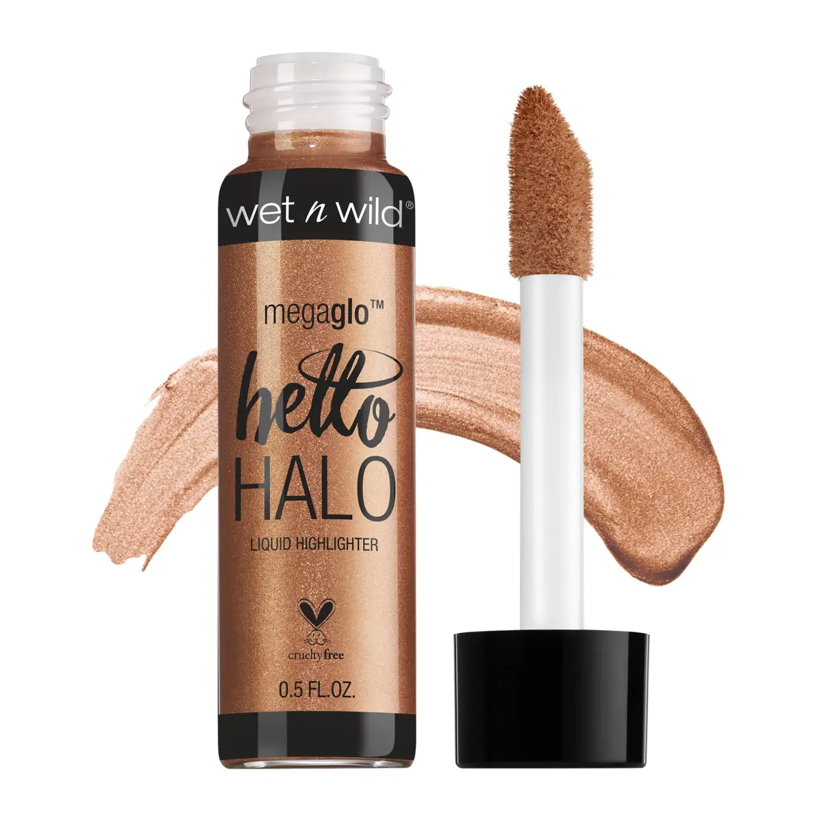wet n wild MegaGlo Hello Halo Liquid Highlighter Makeup, Go With The Glow, 15ml (0.5 Fl Oz) | Shimmering Pearl Pigments for Radiant Skin - main product image