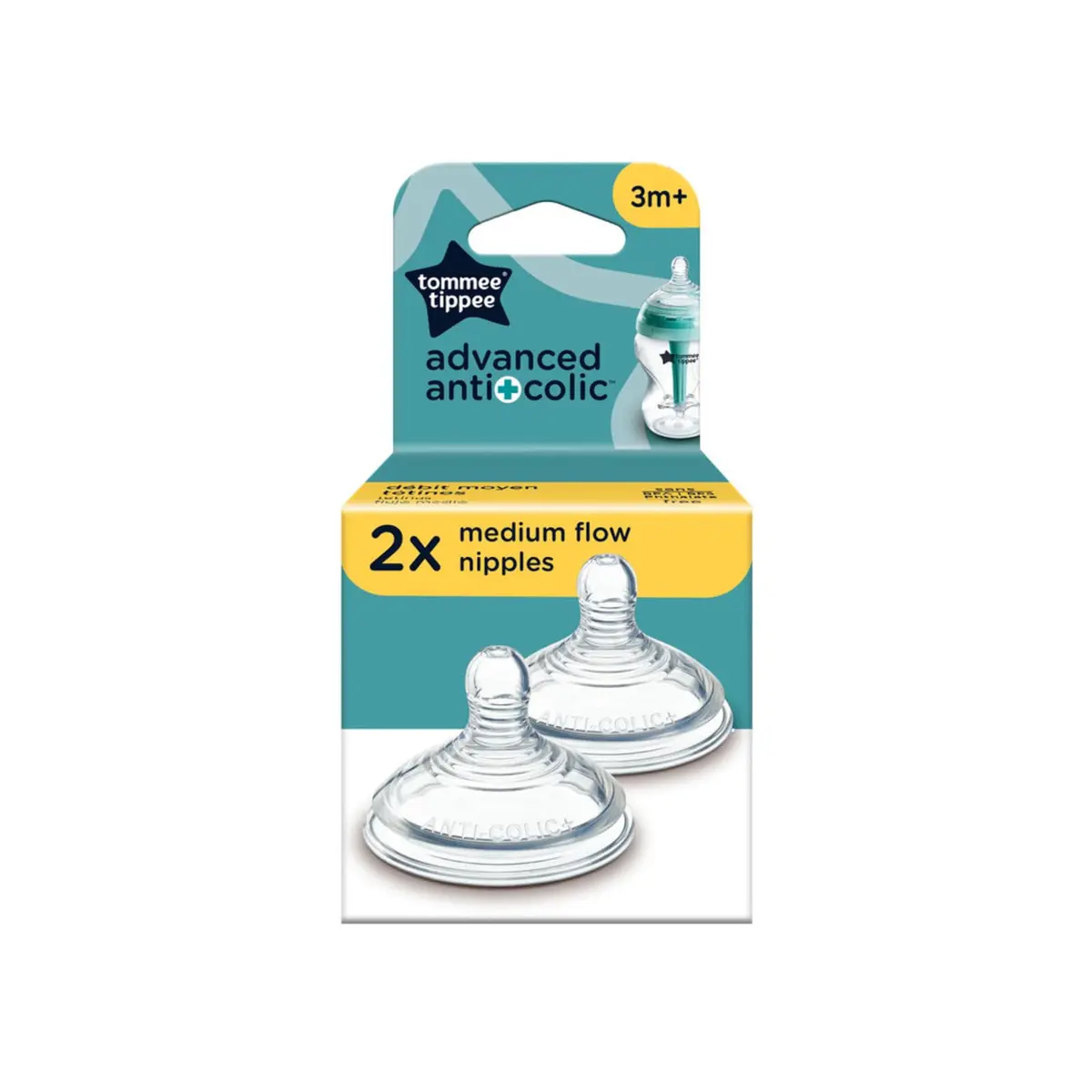 Tommee Tippee Advanced Anti-Colic Baby Bottle Nipples, Slow Flow, 0+ Months, Pack of 2 | Breast-Like for Natural Latch - view 8