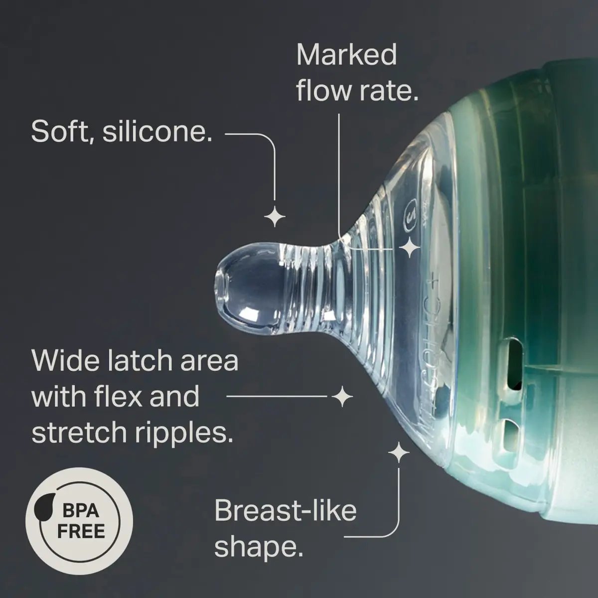 Tommee Tippee Advanced Anti-Colic Baby Bottle Nipples, Slow Flow, 0+ Months, Pack of 2 | Breast-Like for Natural Latch - view 4