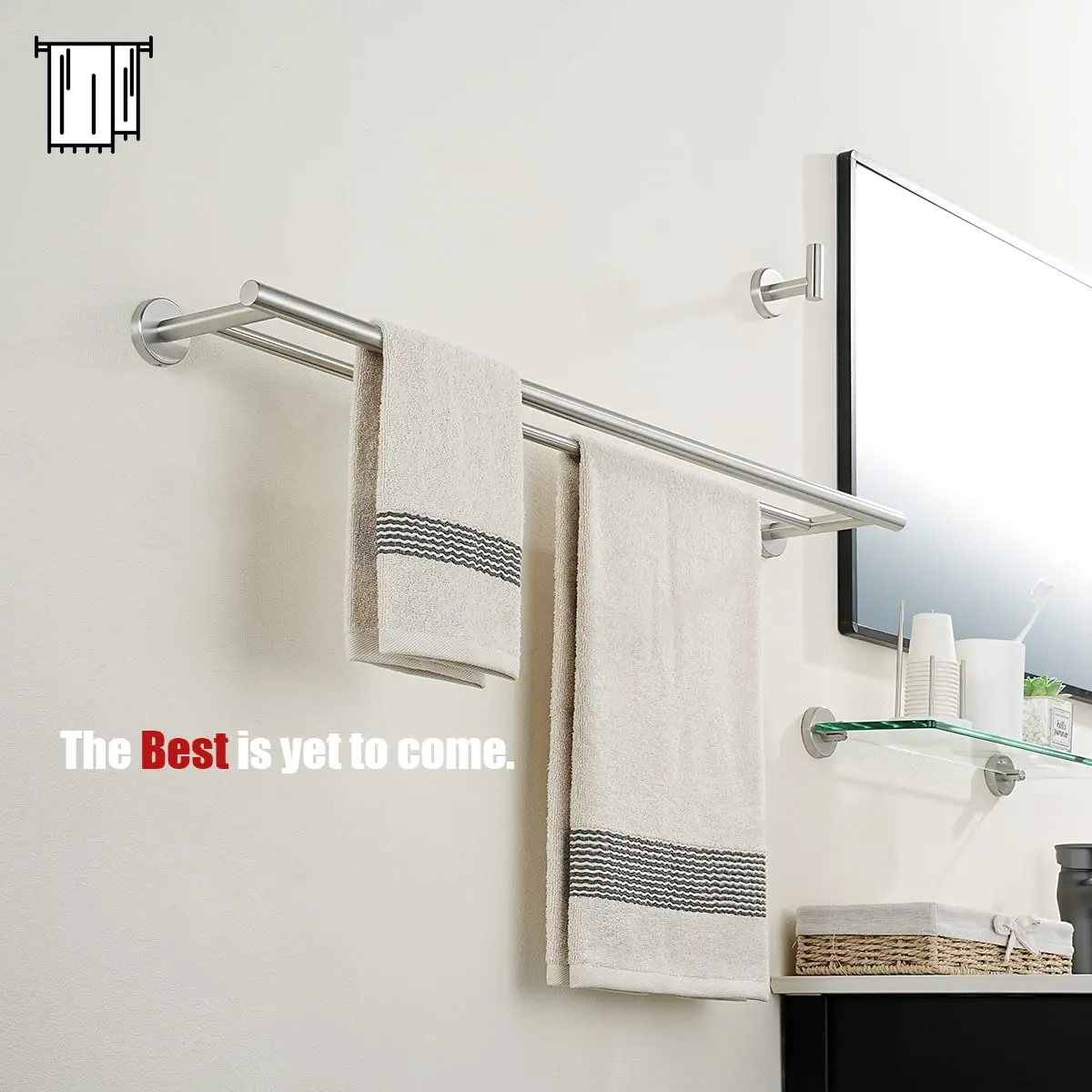 JQK Double Bath Towel Bar 84cm (33 Inch) SUS 304 Stainless Steel | Wall Mounted Brushed Finish - view 5