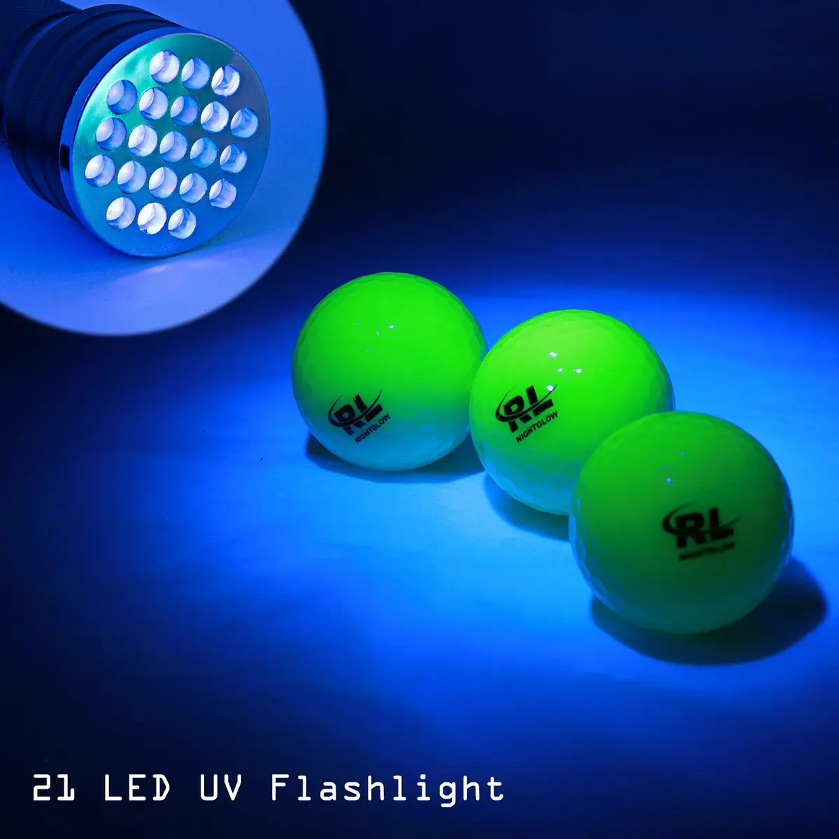 R&L Night Golf Balls Glow in the Dark 12 Pack + Flashlight | Long-Lasting Bright Luminous Balls - view 6