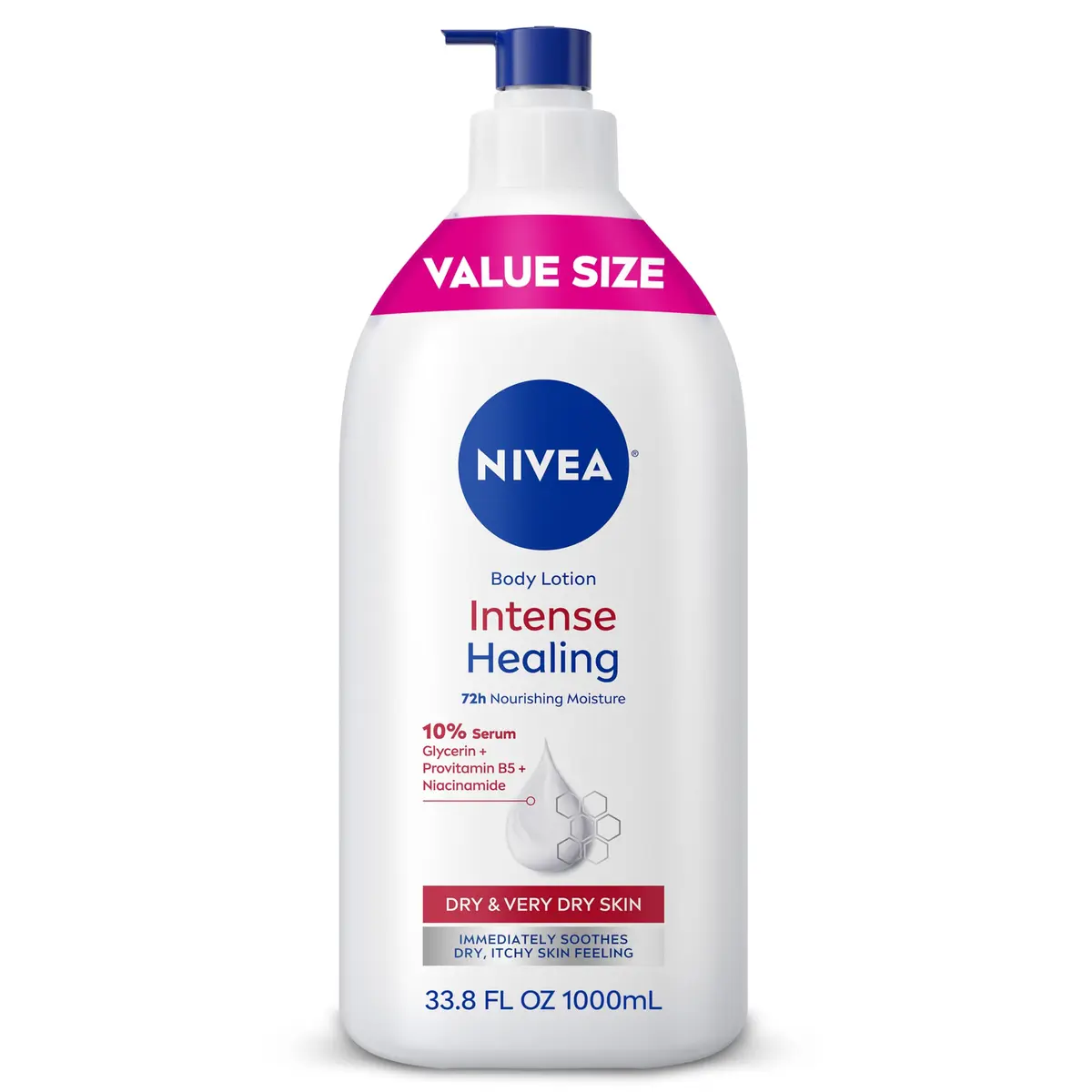 NIVEA Intense Healing Body Cream for Dry, Itchy Skin, 10% Serum, 33.8 Fl Oz - main product image