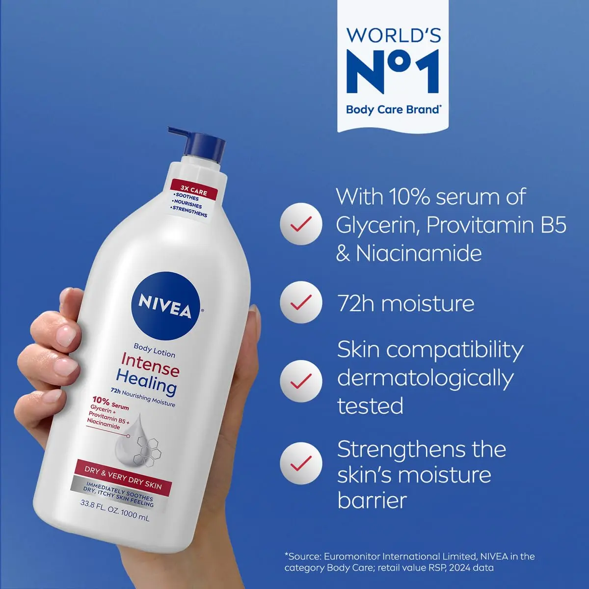 NIVEA Intense Healing Body Cream for Dry, Itchy Skin, 10% Serum, 33.8 Fl Oz - view 3