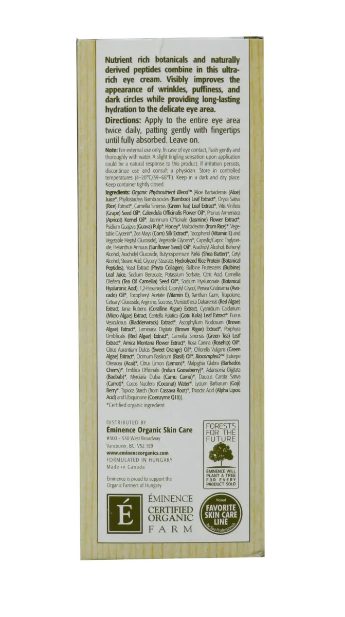 Eminence Organic Skincare Marine Flower Peptide Eye Cream 30ml (1.05 Fl Oz) | Reduces Wrinkles, Puffiness & Dark Circles - view 2