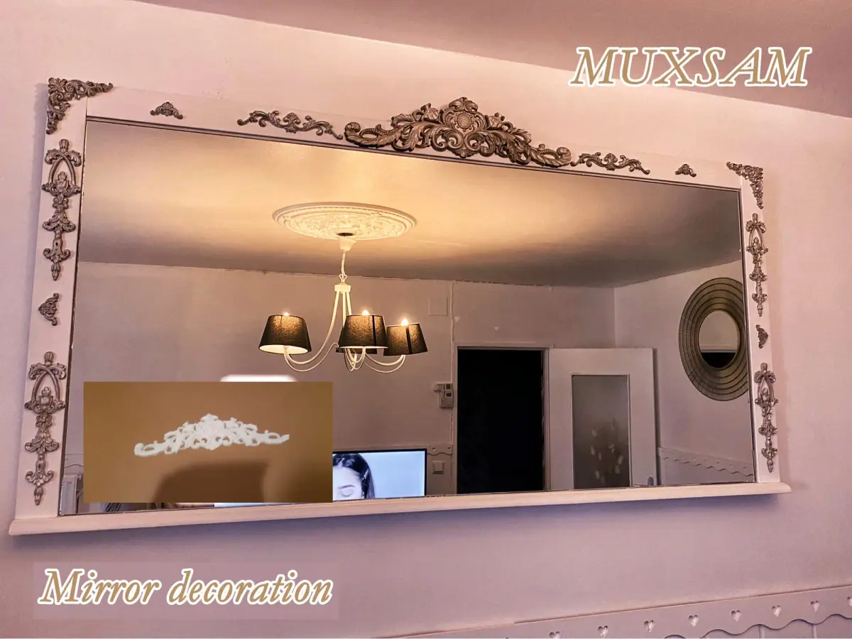 MUXSAM Wood Carved Applique 30cm (11.81") | Unpainted Floral Wood Decal for Furniture & Walls - view 9
