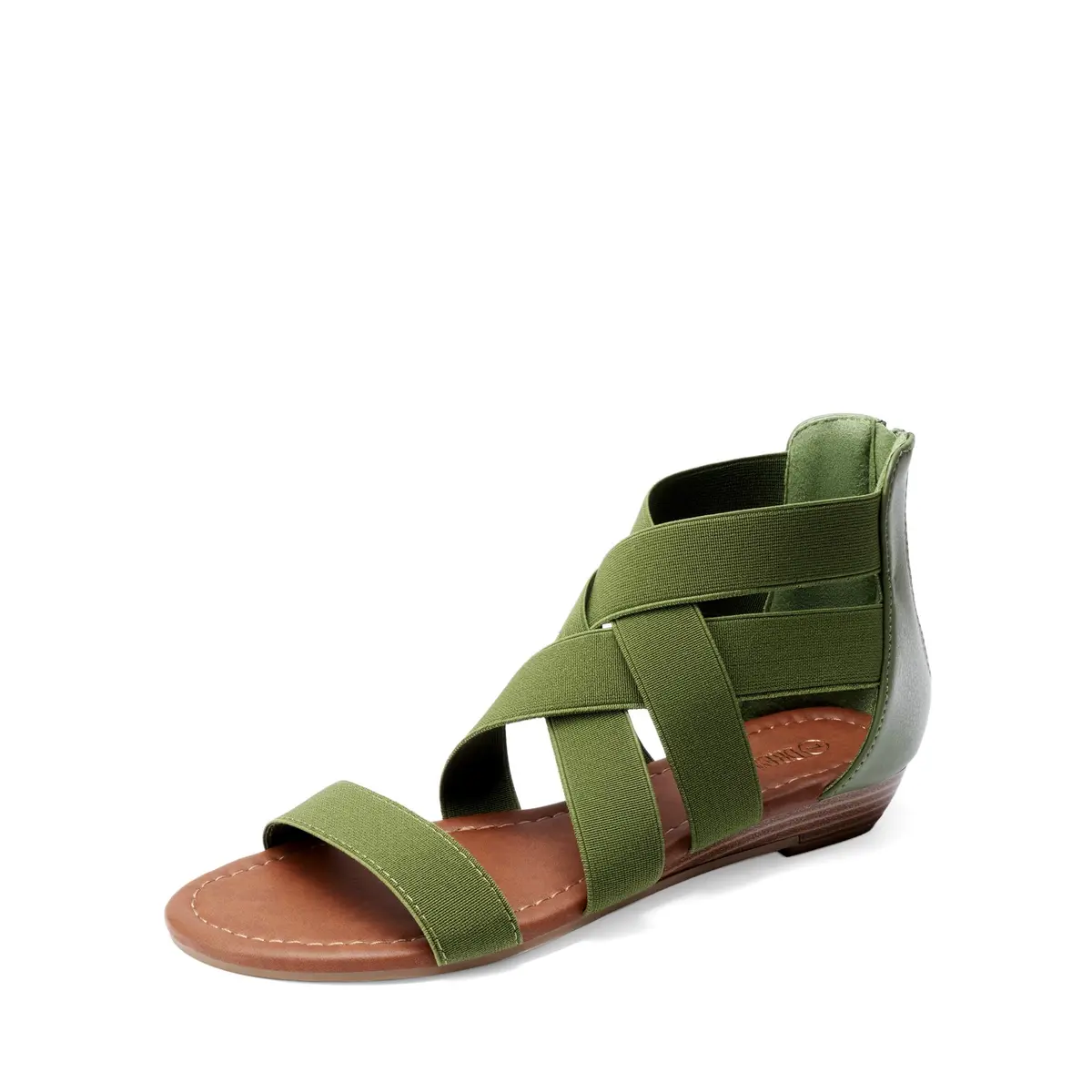 DREAM PAIRS Women's Strappy Flats Sandals,Army/Green,6.5 | Elegant Summer Flat Footwear - main product image