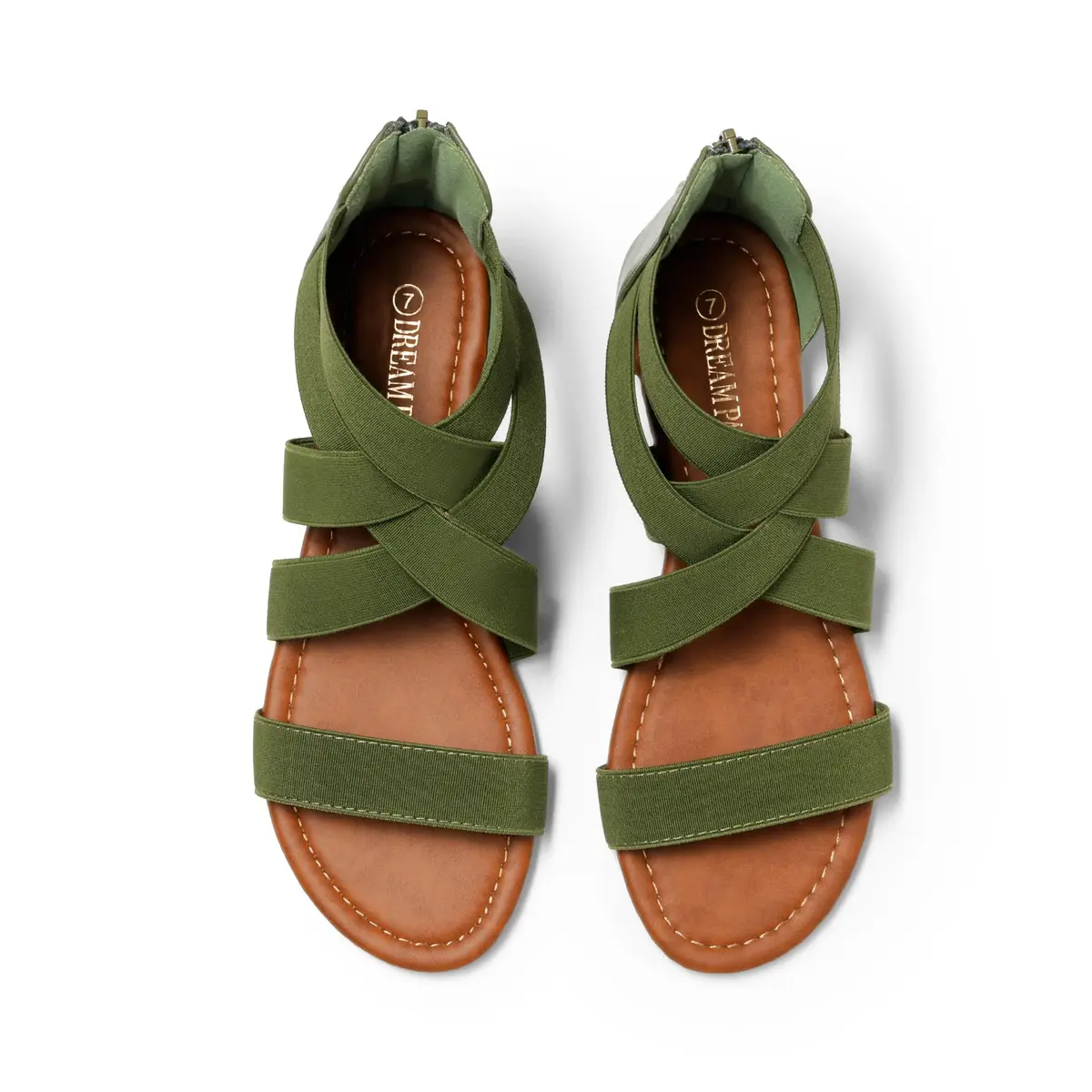 DREAM PAIRS Women's Strappy Flats Sandals,Army/Green,6.5 | Elegant Summer Flat Footwear - view 8
