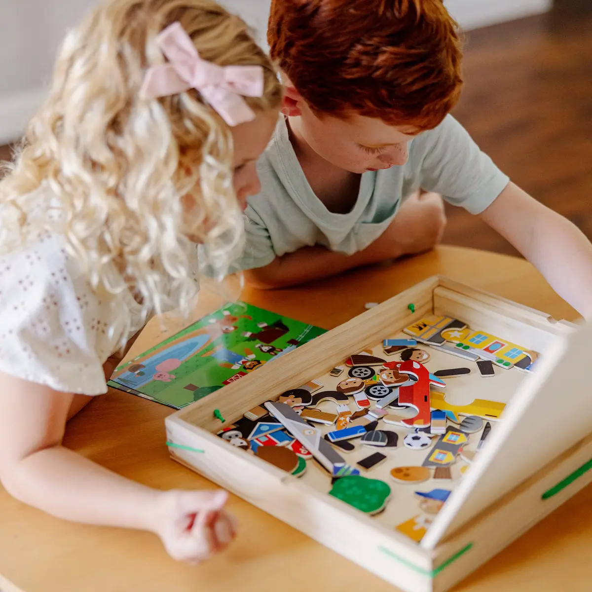 Melissa & Doug Wooden Magnetic Matching Picture Game with 119 Magnets | Imaginative Scene Play for Kids 3+ - view 5