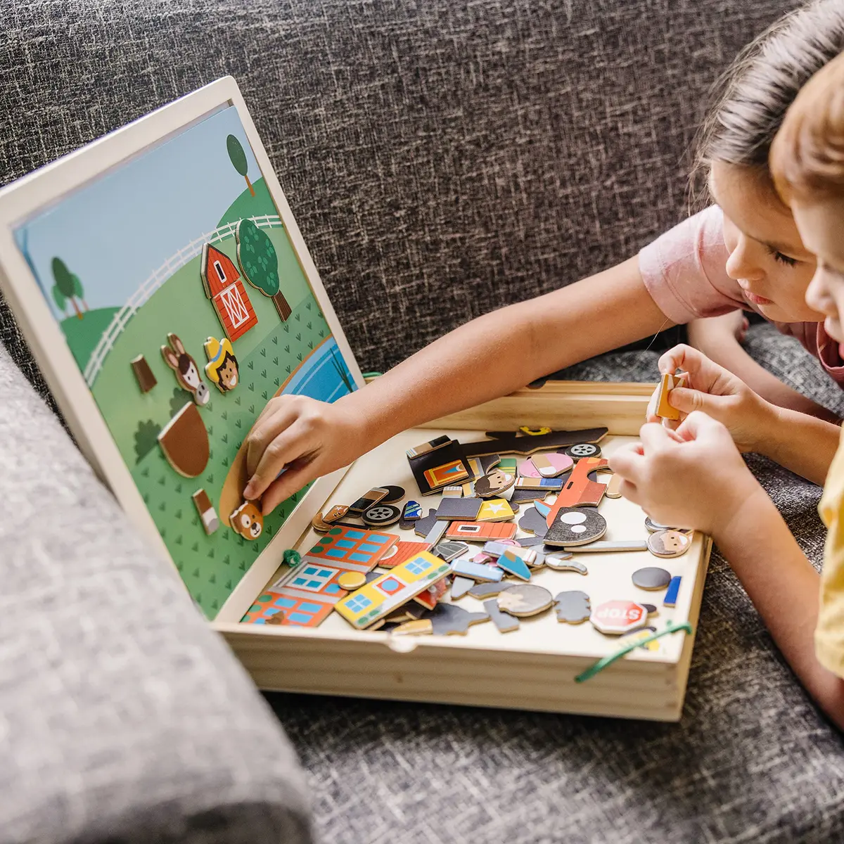Melissa & Doug Wooden Magnetic Matching Picture Game with 119 Magnets | Imaginative Scene Play for Kids 3+ - view 7