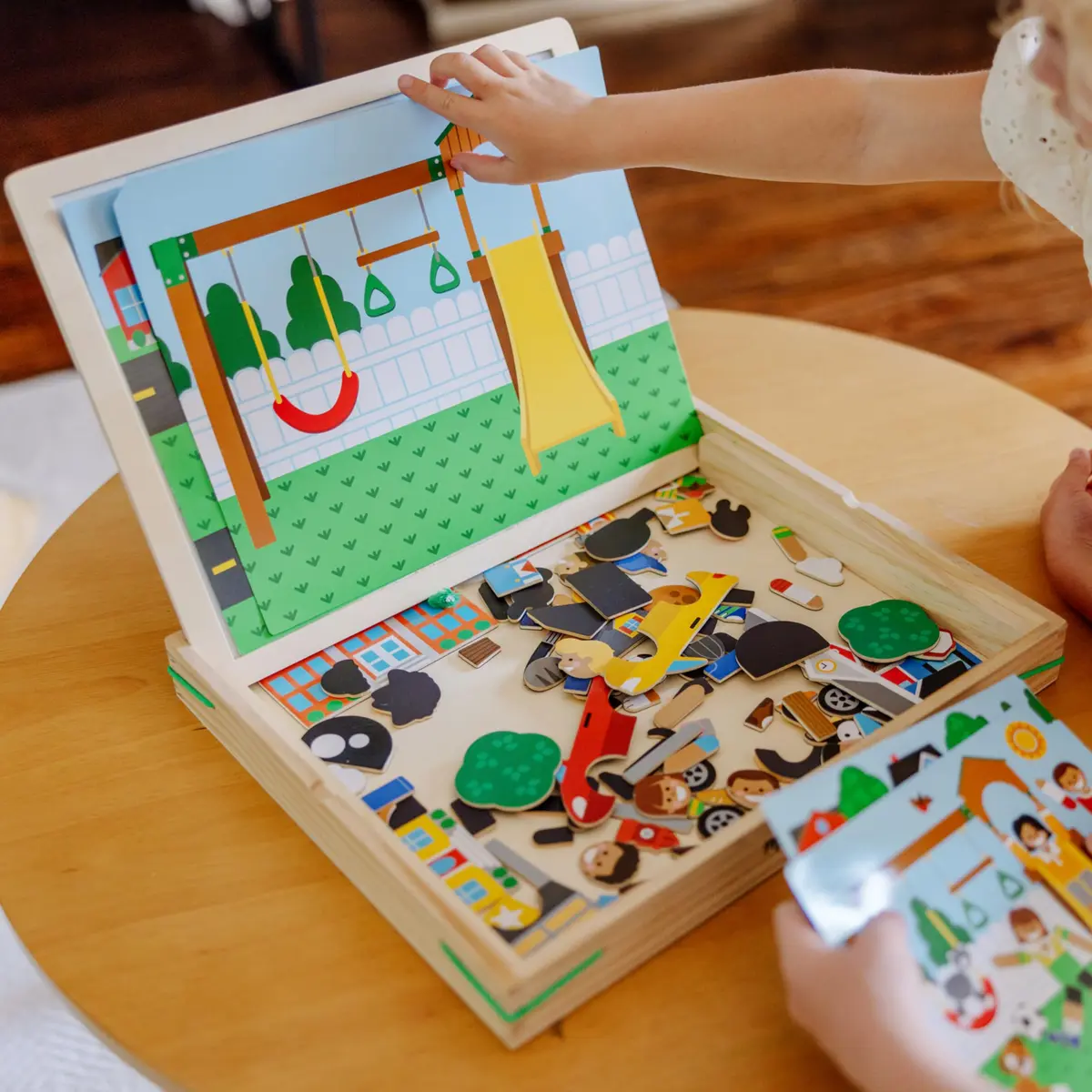 Melissa & Doug Wooden Magnetic Matching Picture Game with 119 Magnets | Imaginative Scene Play for Kids 3+ - view 8