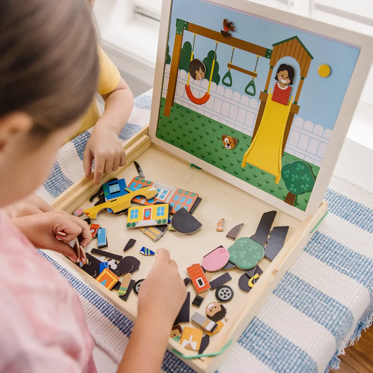 Melissa & Doug Wooden Magnetic Matching Picture Game with 119 Magnets | Imaginative Scene Play for Kids 3+ - view 2
