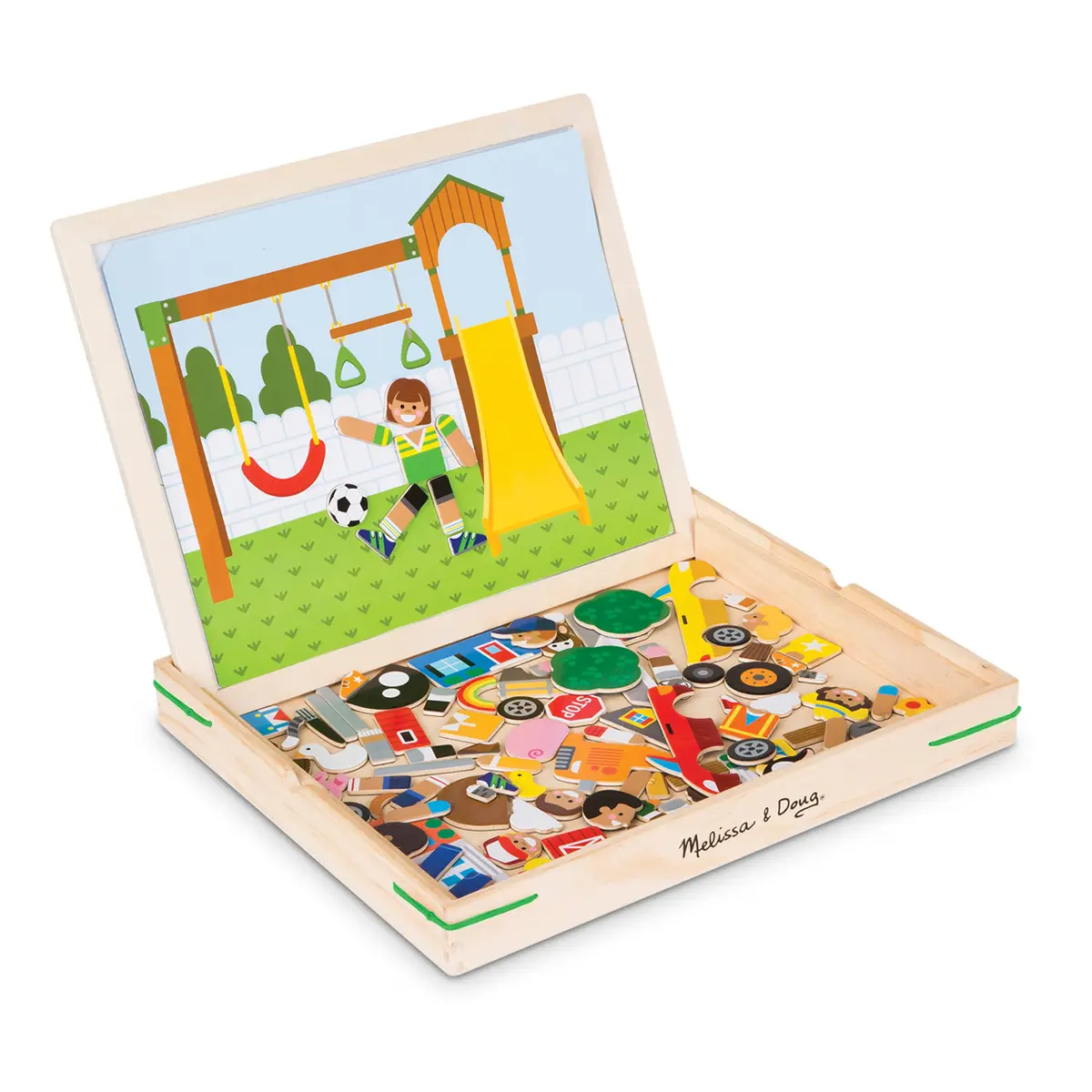 Melissa & Doug Wooden Magnetic Matching Picture Game with 119 Magnets | Imaginative Scene Play for Kids 3+ - view 3