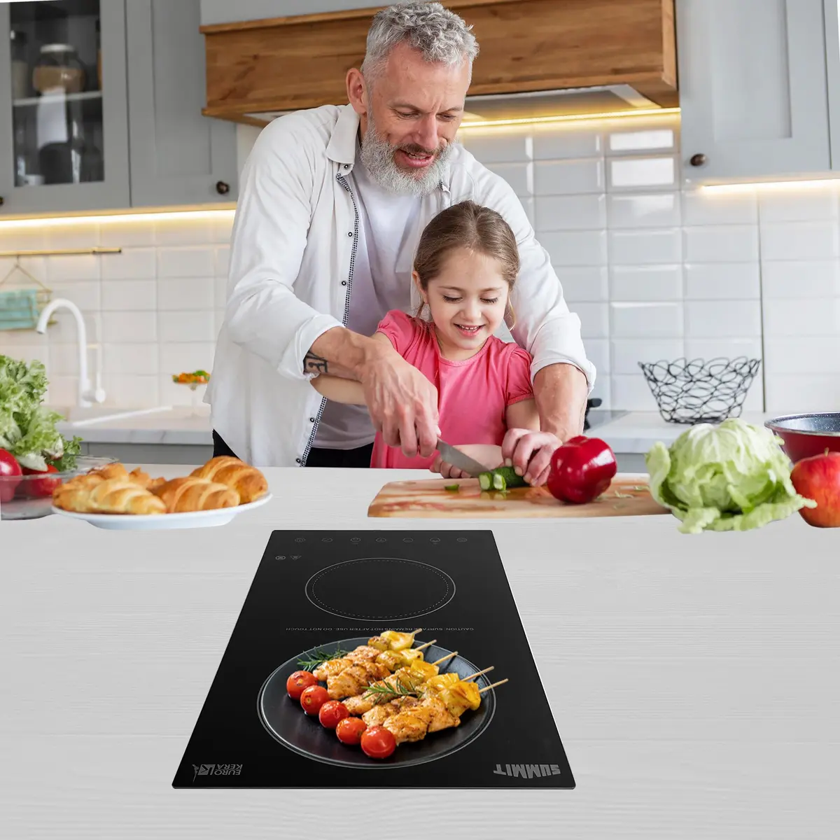 Summit 15" 2 Burner Electric Cooktop, Black - CR2B23T3BTK15 | 230V Radiant Surface with Digital Touch Controls - view 2
