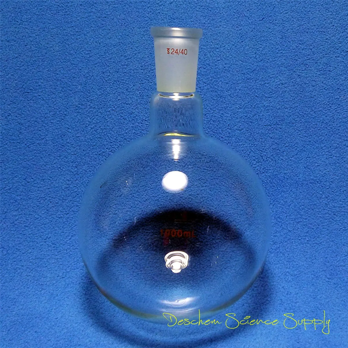 Deschem 1000ml 24/40 Round Bottom Glass Flask 1L | Borosilicate Lab Boiling Vessel - view 4