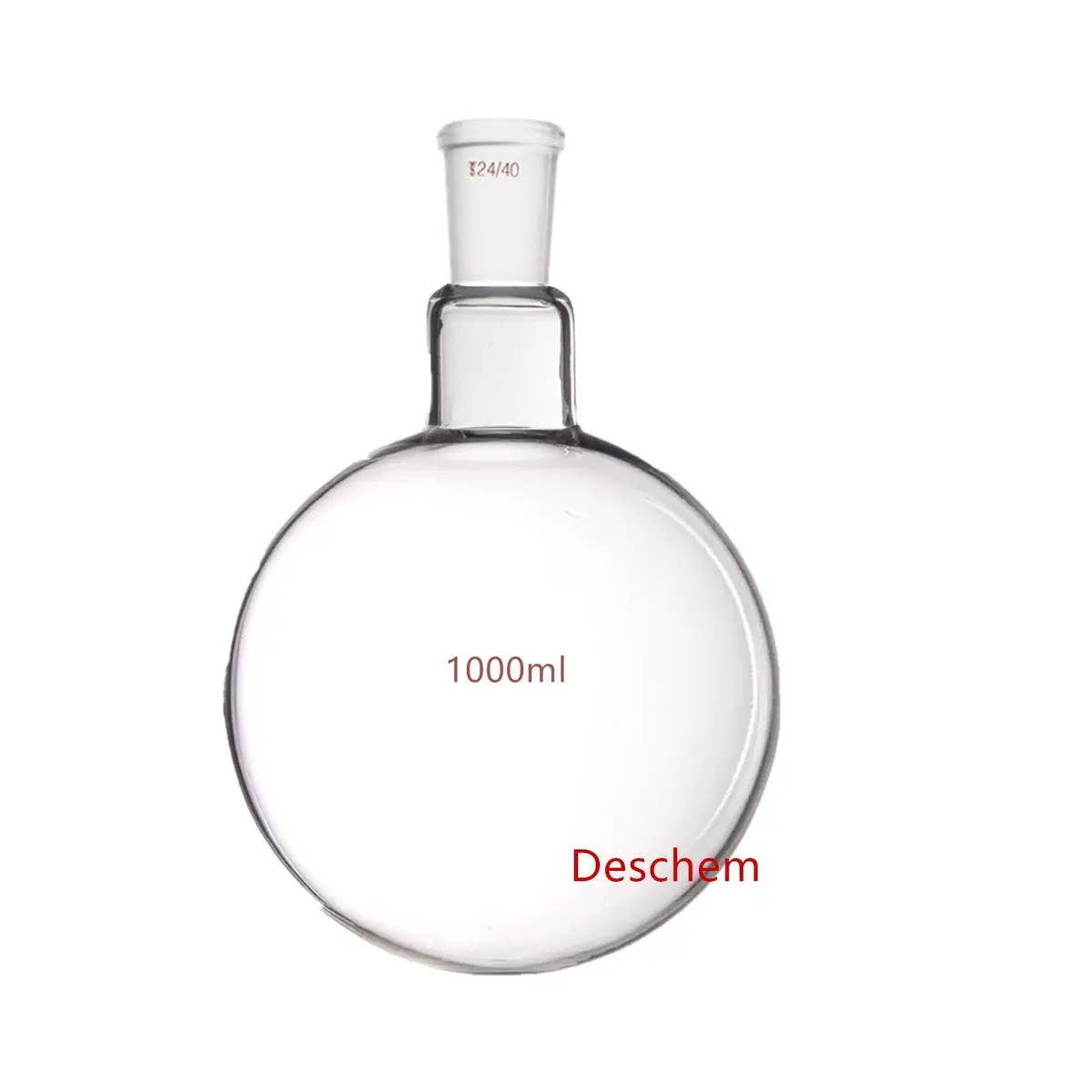 Deschem 1000ml 24/40 Round Bottom Glass Flask 1L | Borosilicate Lab Boiling Vessel - view 2
