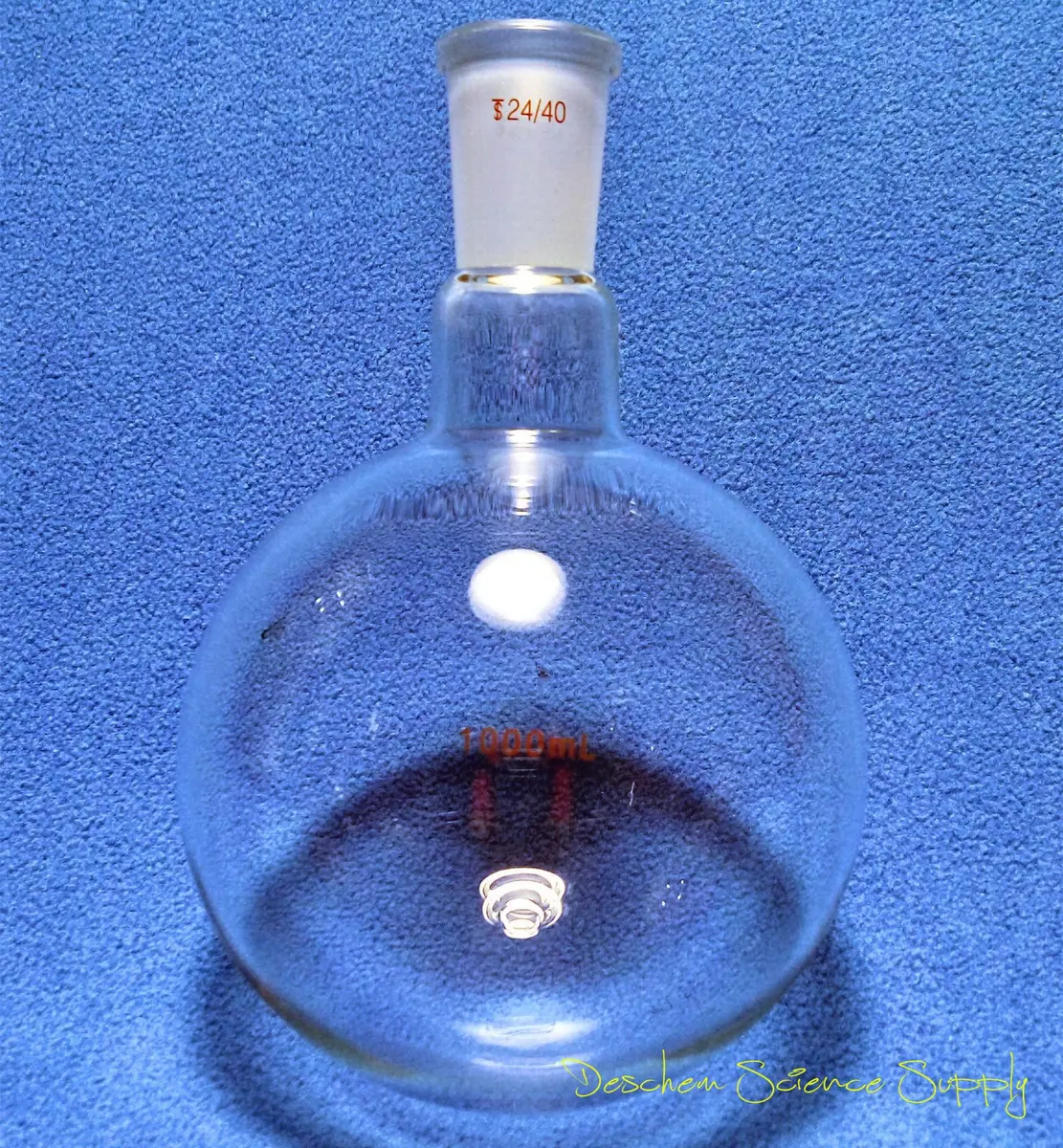 Deschem 1000ml 24/40 Round Bottom Glass Flask 1L | Borosilicate Lab Boiling Vessel - view 3