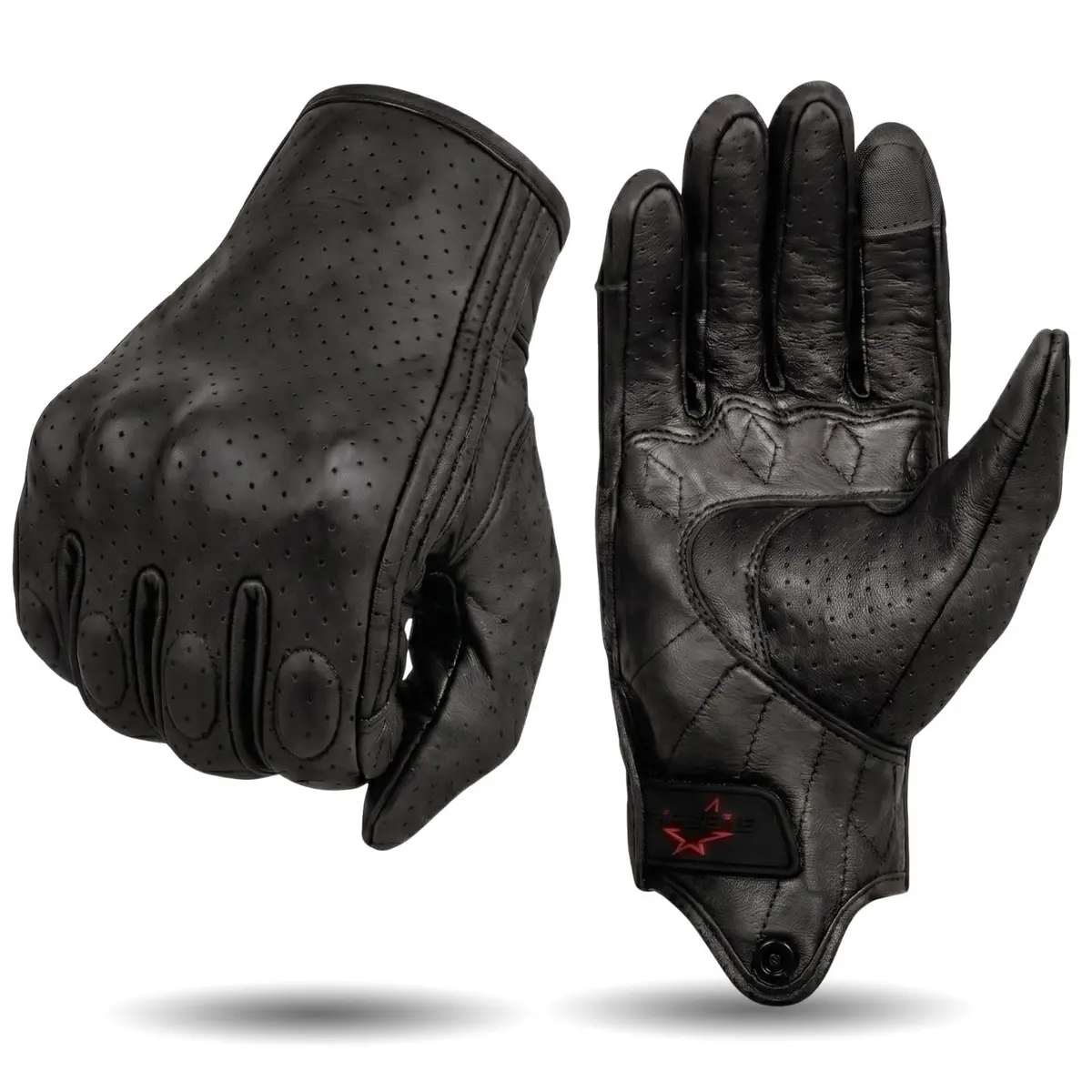 Superbike Men's Goatskin Leather Touchscreen Motorcycle Gloves Black, Perforated | Durable & Breathable for Indian Riders - main product image