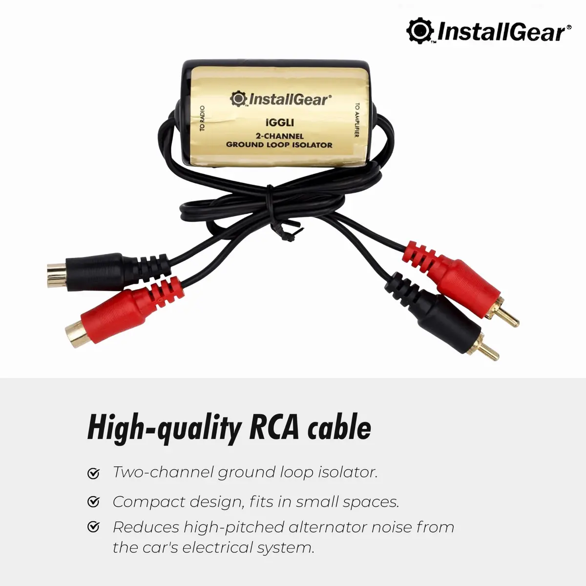 InstallGear Ground Loop Noise Isolator for Car Audio and Home Stereo, 2-Channel | Eliminates Humming and Buzzing - view 5
