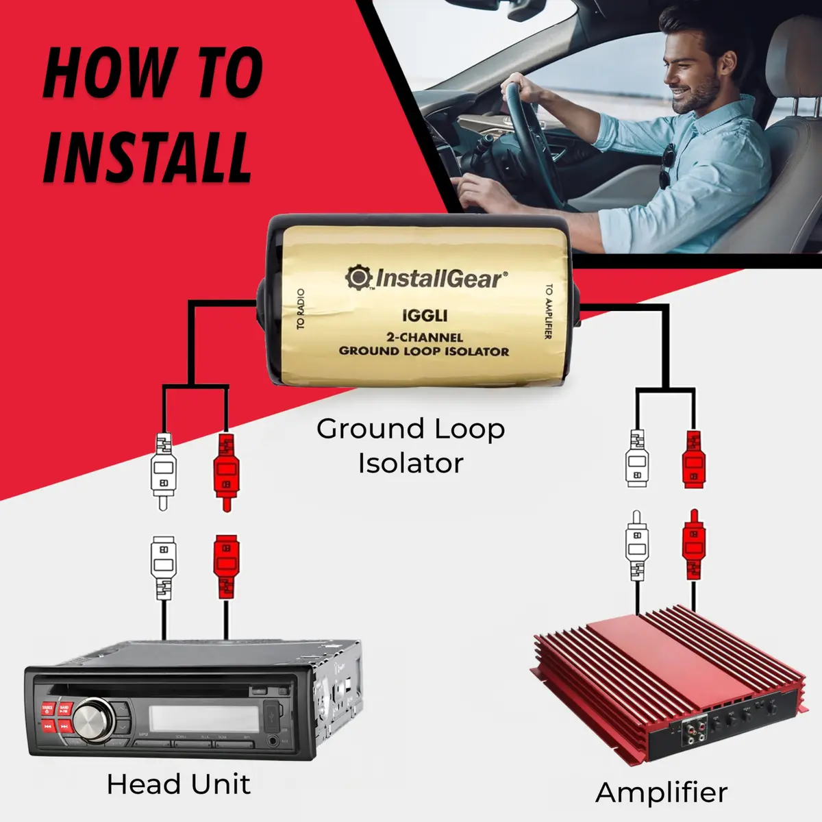 InstallGear Ground Loop Noise Isolator for Car Audio and Home Stereo, 2-Channel | Eliminates Humming and Buzzing - view 6