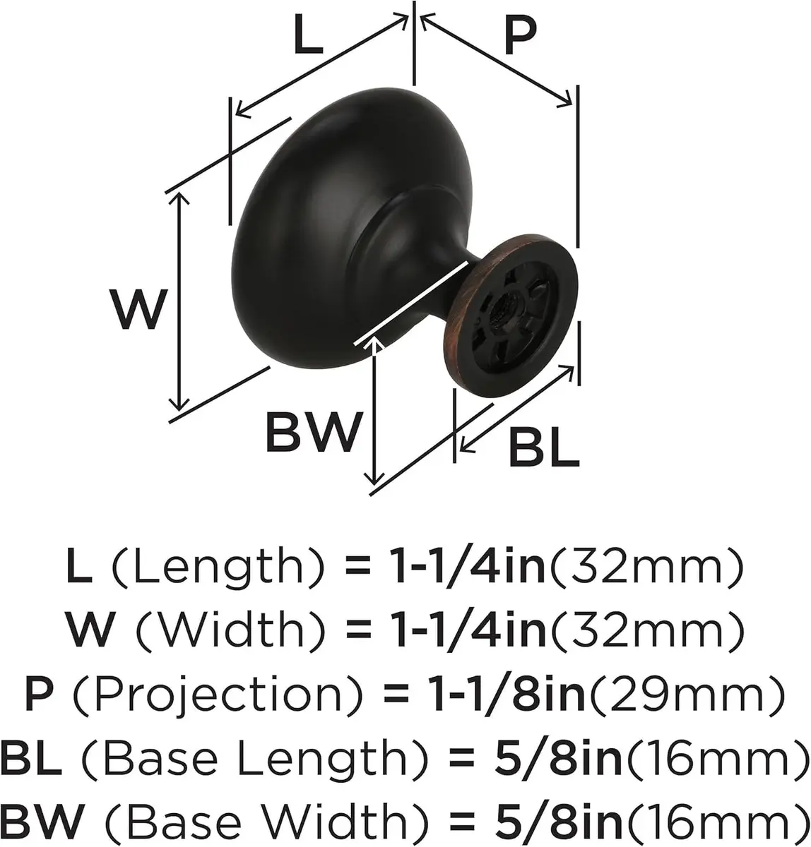 Amerock 10 Pack 1-1/4" Round Edona Oil-Rubbed Bronze Cabinet Knob | Classic Zinc Handle for Cabinets - view 5