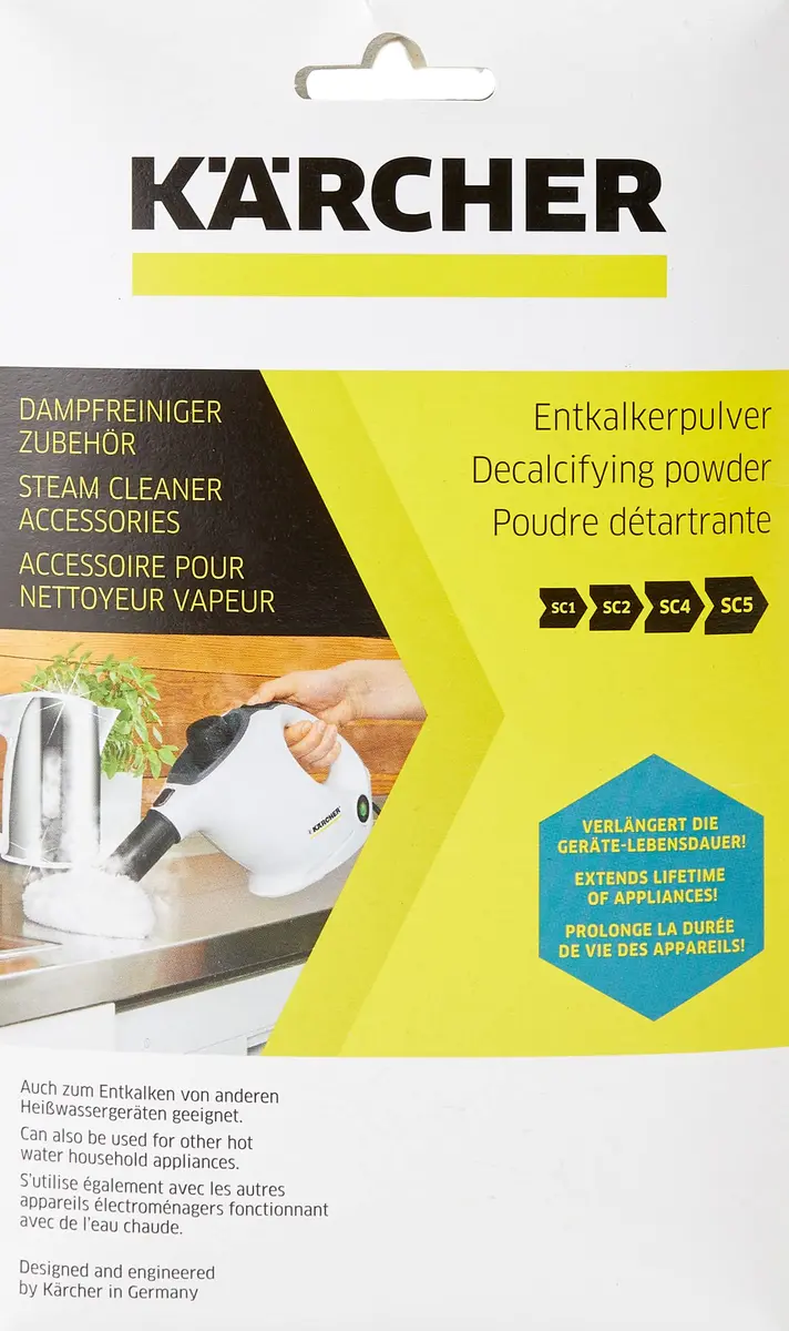 Kärcher RM Descaling Powder for Steam Cleaners & Coffee Machines, 6 x 17g (102g Total) | Extends Appliance Life - main product image