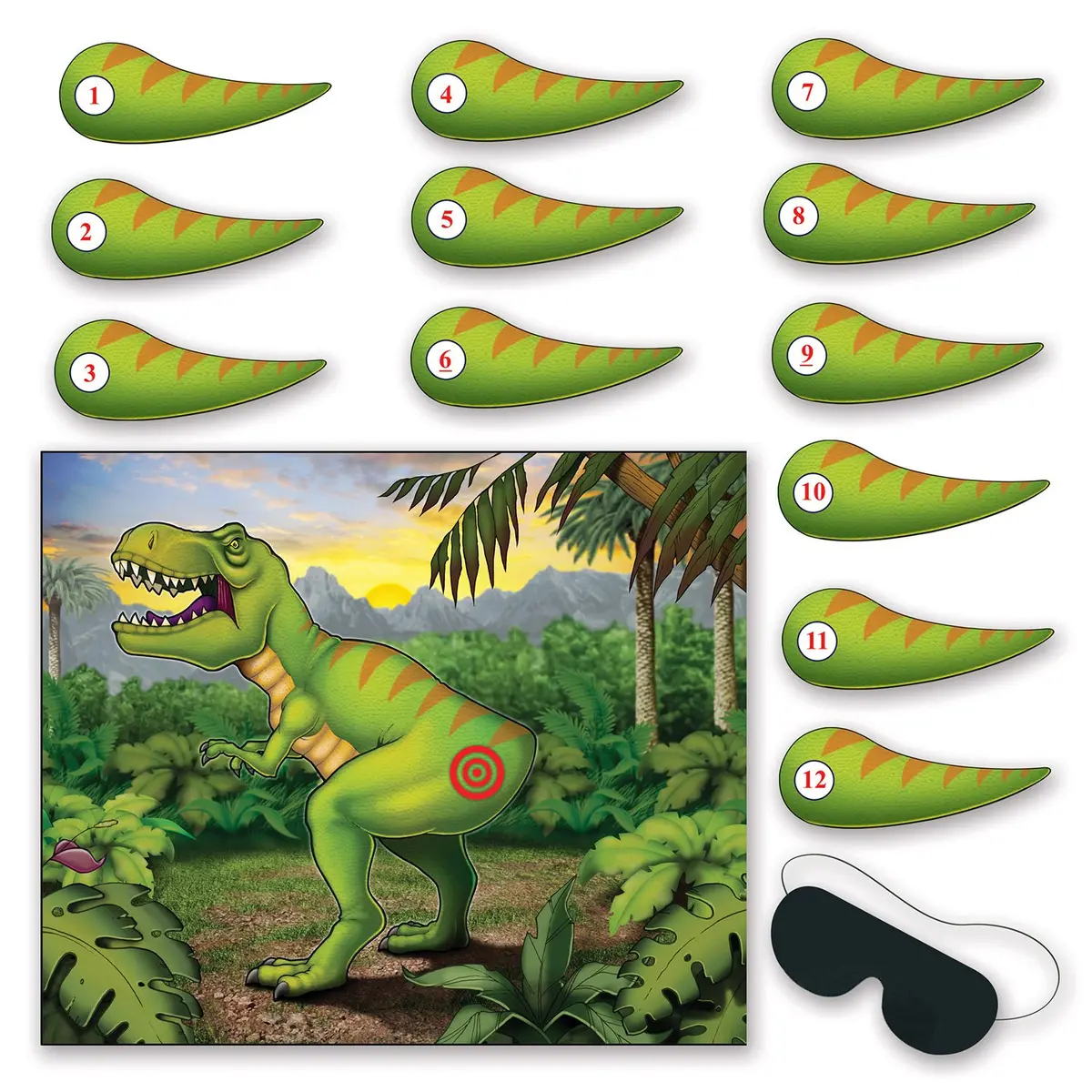 Beistle Pin The Tail On The Dinosaur Game, 18 x 21" | Dinosaur Party Fun for Kids & Adults - main product image