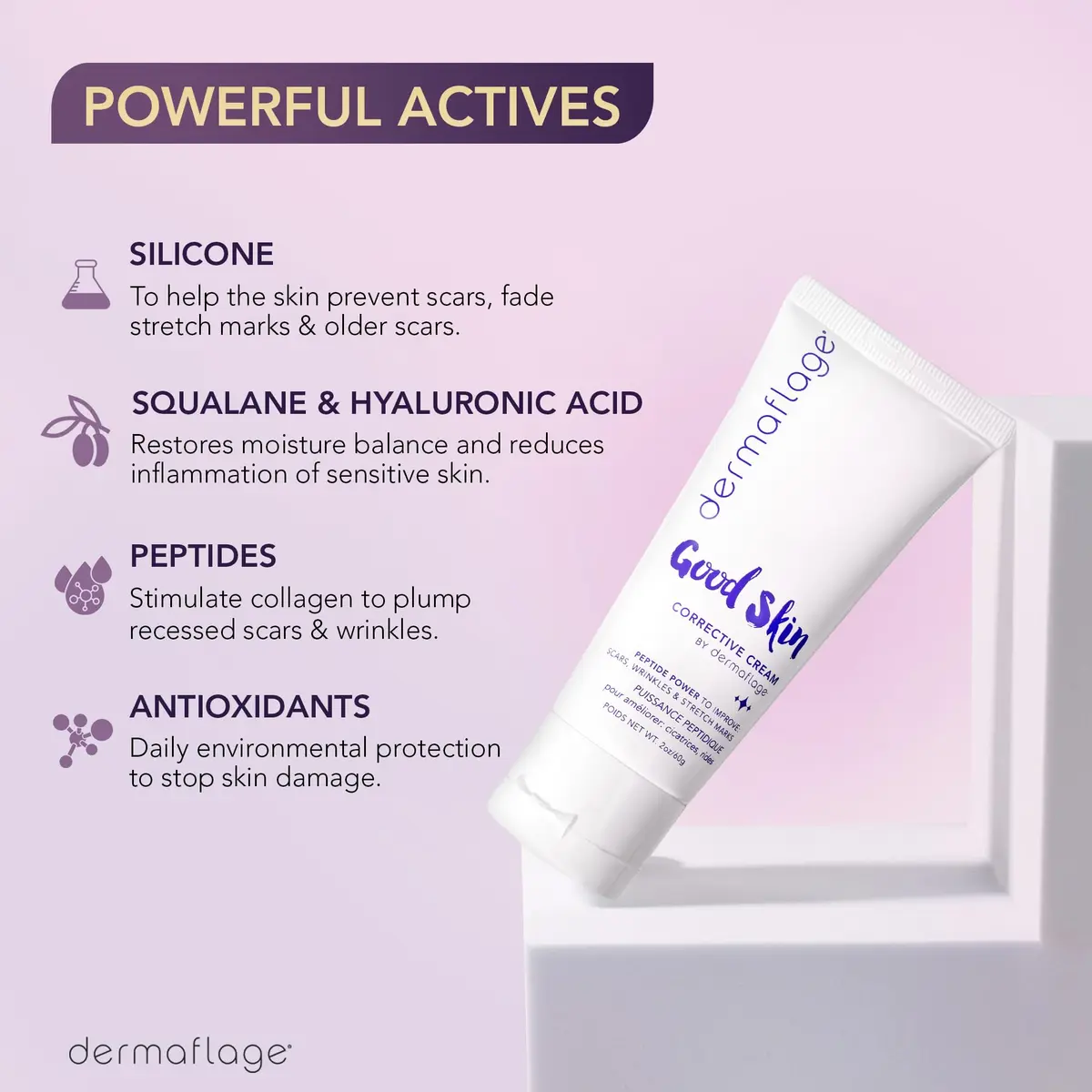 Dermaflage Good Skin Corrective Acne Scar Removal Cream for Scars, 2 oz | Peptide Power for Wrinkles & Scars - view 2