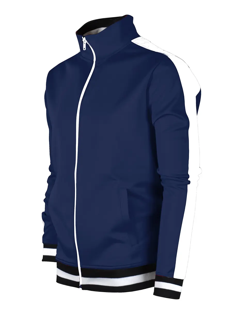 SCREENSHOT Mens Urban Hip Hop Track Jacket Slim Fit Side Taping Basic-Navy 2XL - main product image