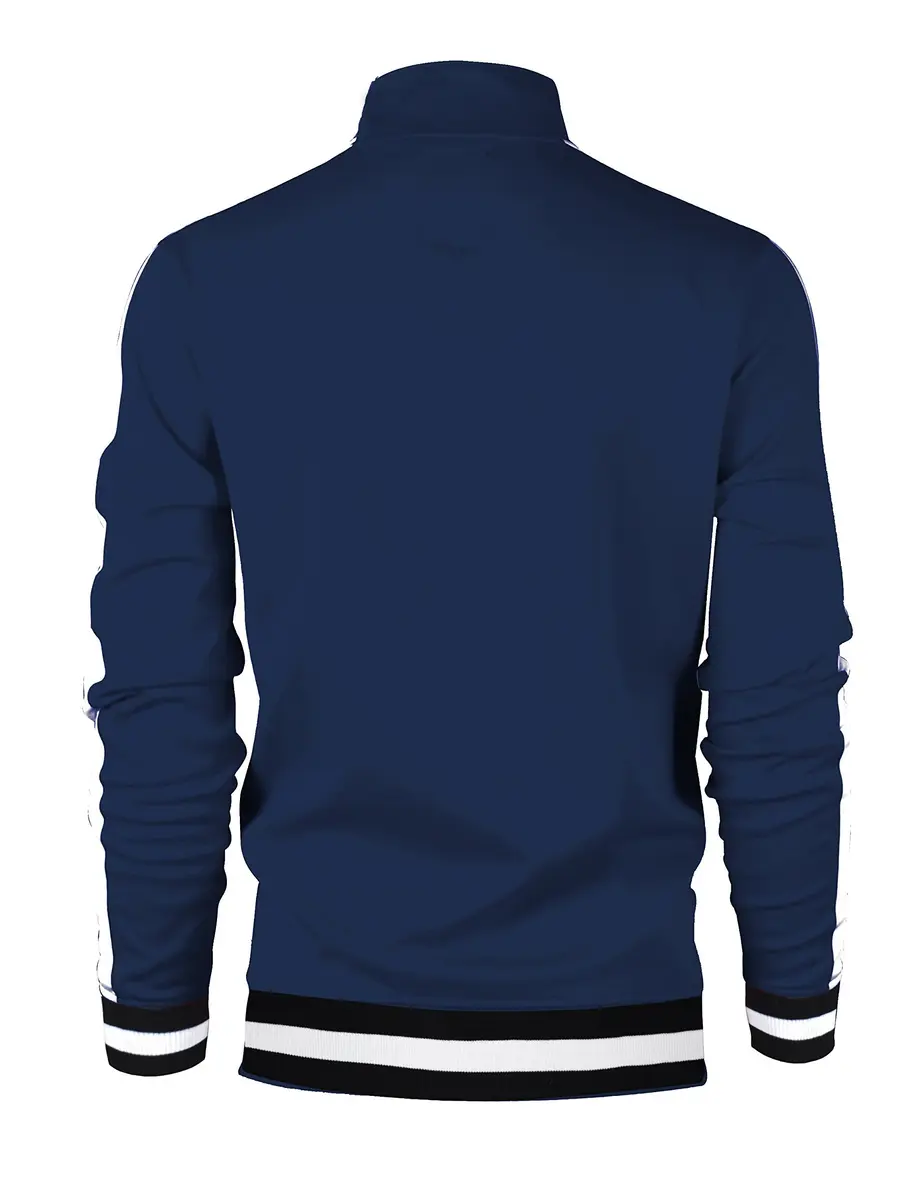 SCREENSHOT Mens Urban Hip Hop Track Jacket Slim Fit Side Taping Basic-Navy 2XL - view 4