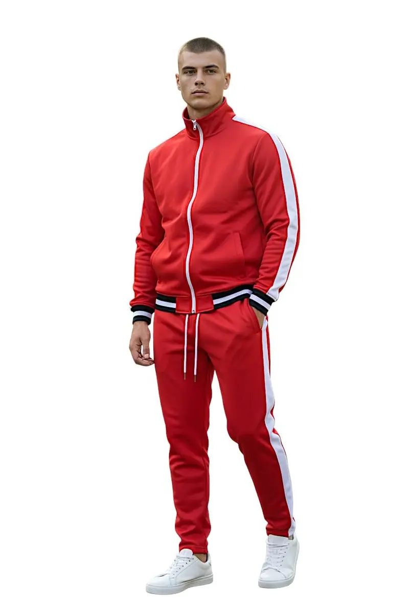 SCREENSHOT Men's Athletic Slim Fit Workout Track Pants S41700-Red XL | Urban Style, Flexibility & Comfort - view 2