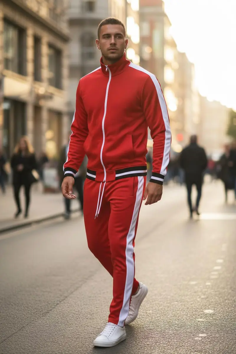 SCREENSHOT Men's Athletic Slim Fit Workout Track Pants S41700-Red XL | Urban Style, Flexibility & Comfort - view 3