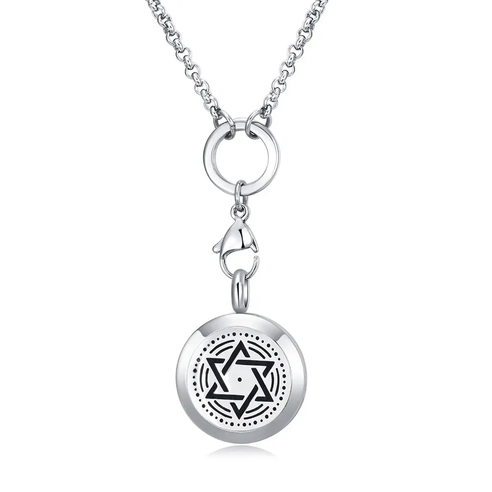 MESINYA Essential Oil Diffuser Necklace 1'' Star Of David | Hypo-Allergenic Magnetic Pendant with 20'' Chain & Pads - main product image