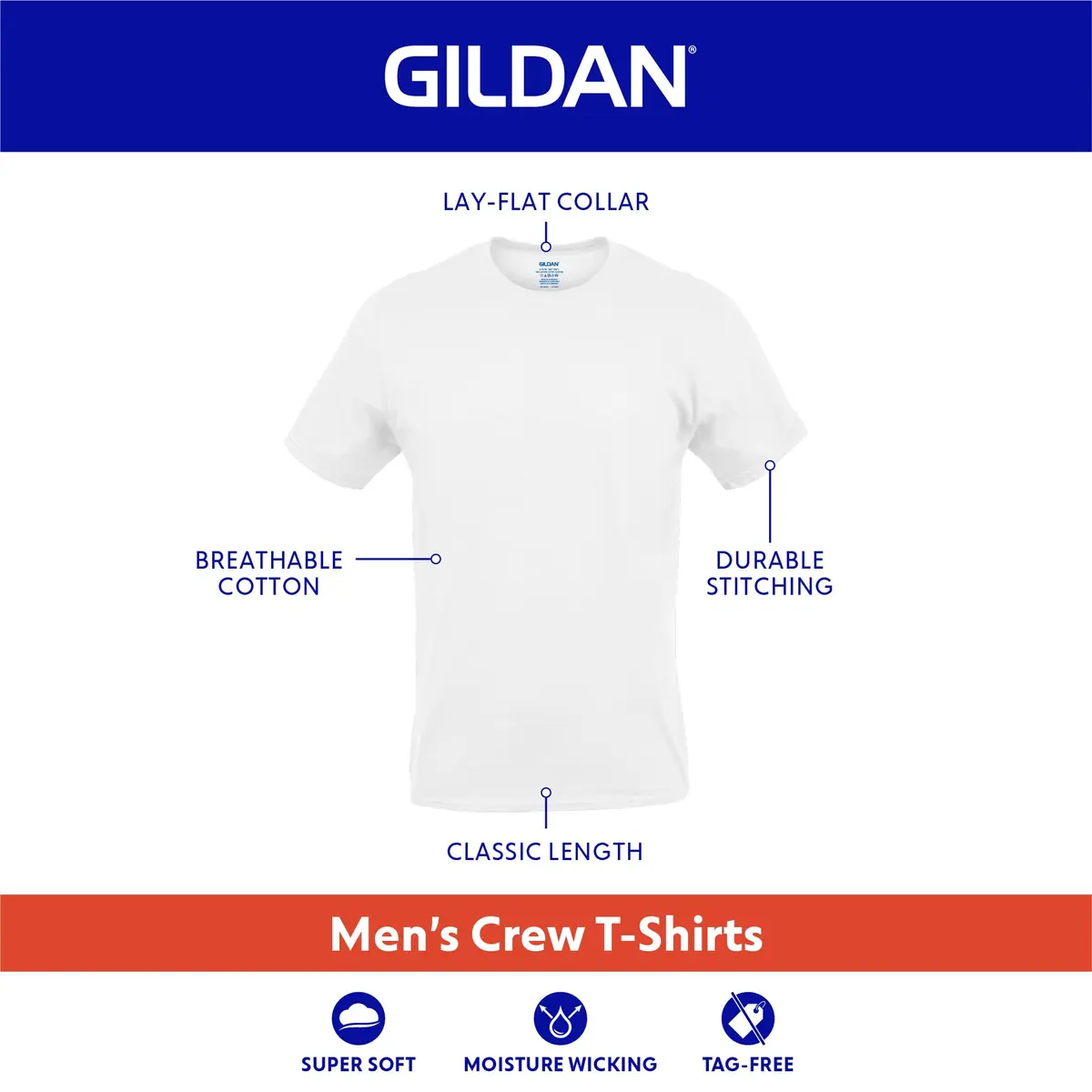 Gildan Men's Crew T-Shirts, Multipack, Style G1100, White (6-Pack), Small | Soft breathable cotton, moisture-wicking comfort - view 3
