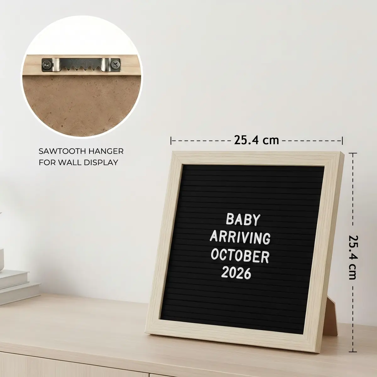 C CRYSTAL LEMON Black Felt Letter Board 10x10in (25x25cm) | Baby Announcement Sign with 336 Letters - view 6