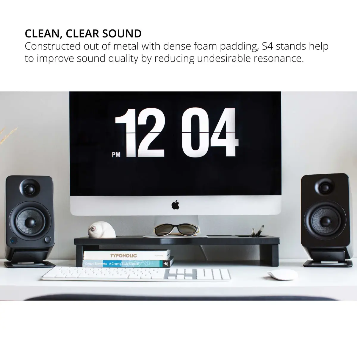 Kanto S4 Tilted Desktop Speaker Stands Pair | 16° Upward Angle, 8 lbs Capacity, Damping Foam, 1/4"-20 Mount, Black - view 5