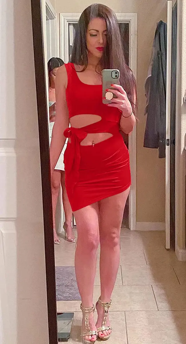 GOBLES Womens Sexy Bodycon Mini Club Tank Dress Red | Flattering Fit & Bold Design - view 3