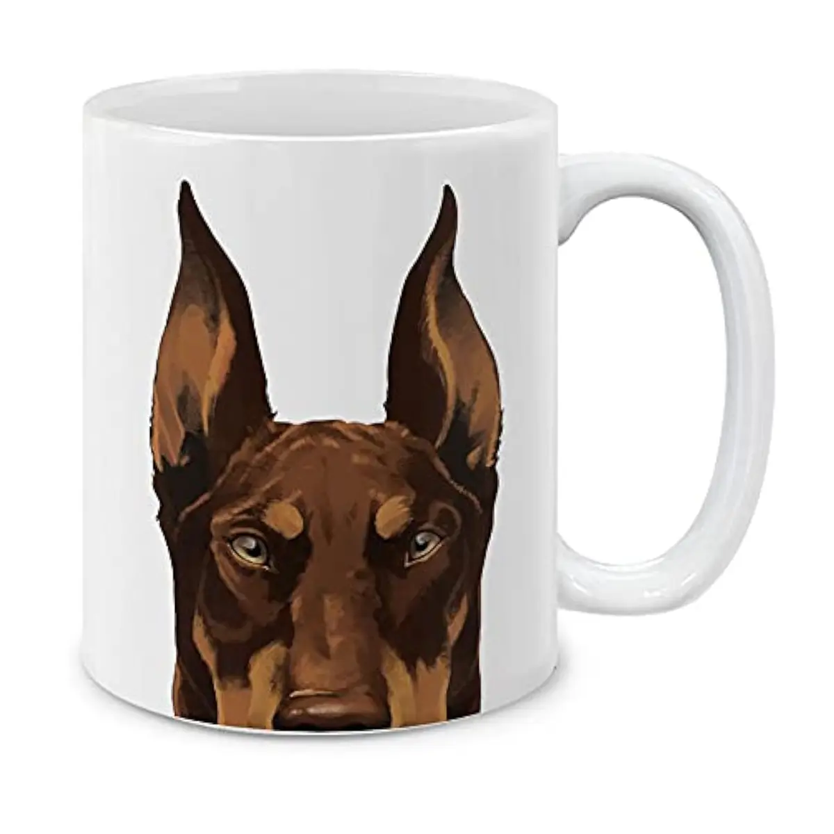 MUGBREW Red Chocolate Doberman Pinscher Dog Ceramic Coffee Mug Tea Cup, 11 OZ | Unique Novelty Design for Dog Lovers - main product image