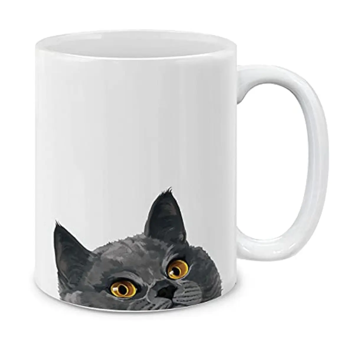 MUGBREW Blue Gray British Shorthair Cat Ceramic Coffee Mug Tea Cup, 11 OZ | Unique Novelty Design for Daily Use - main product image