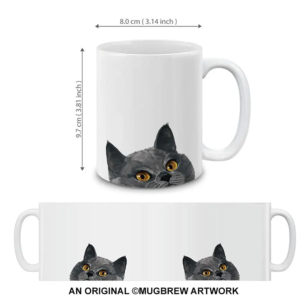 MUGBREW Blue Gray British Shorthair Cat Ceramic Coffee Mug Tea Cup, 11 OZ | Unique Novelty Design for Daily Use - view 3
