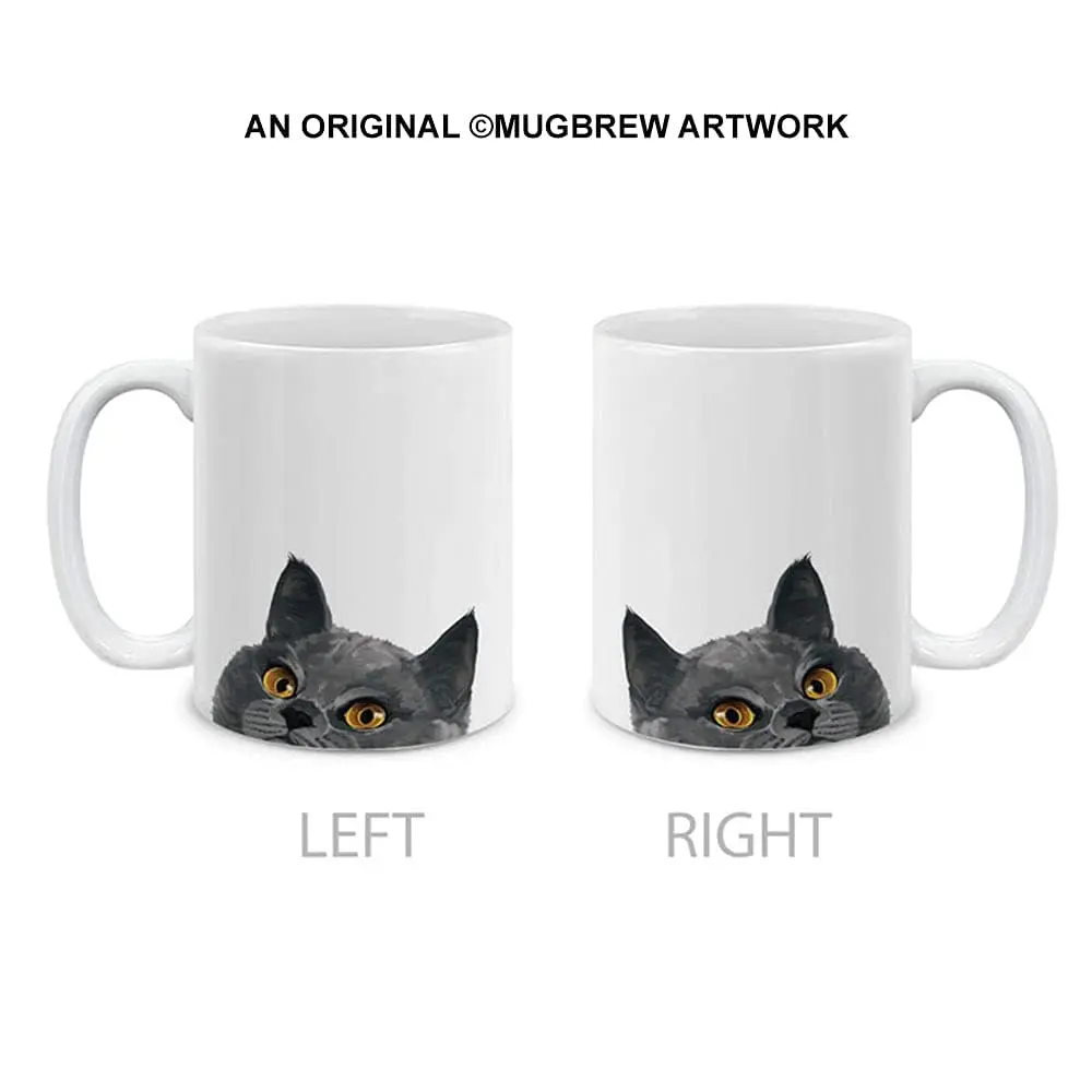 MUGBREW Blue Gray British Shorthair Cat Ceramic Coffee Mug Tea Cup, 11 OZ | Unique Novelty Design for Daily Use - view 2