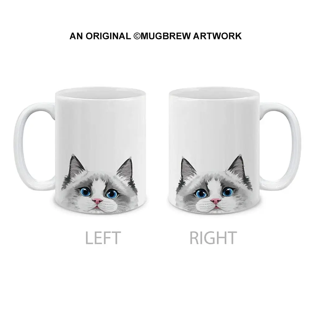 MUGBREW White Silver Point Ragdoll Cat Ceramic Coffee Mug Tea Cup, 11 OZ | Unique Art Deco Design - main product image