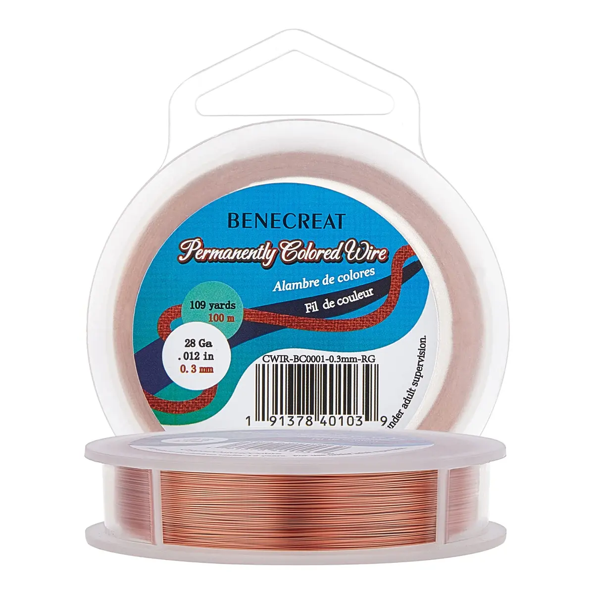 BENECREAT 28 Gauge Copper Jewelry Wire 328FT Tarnish Resistant for Jewelry Making - main product image