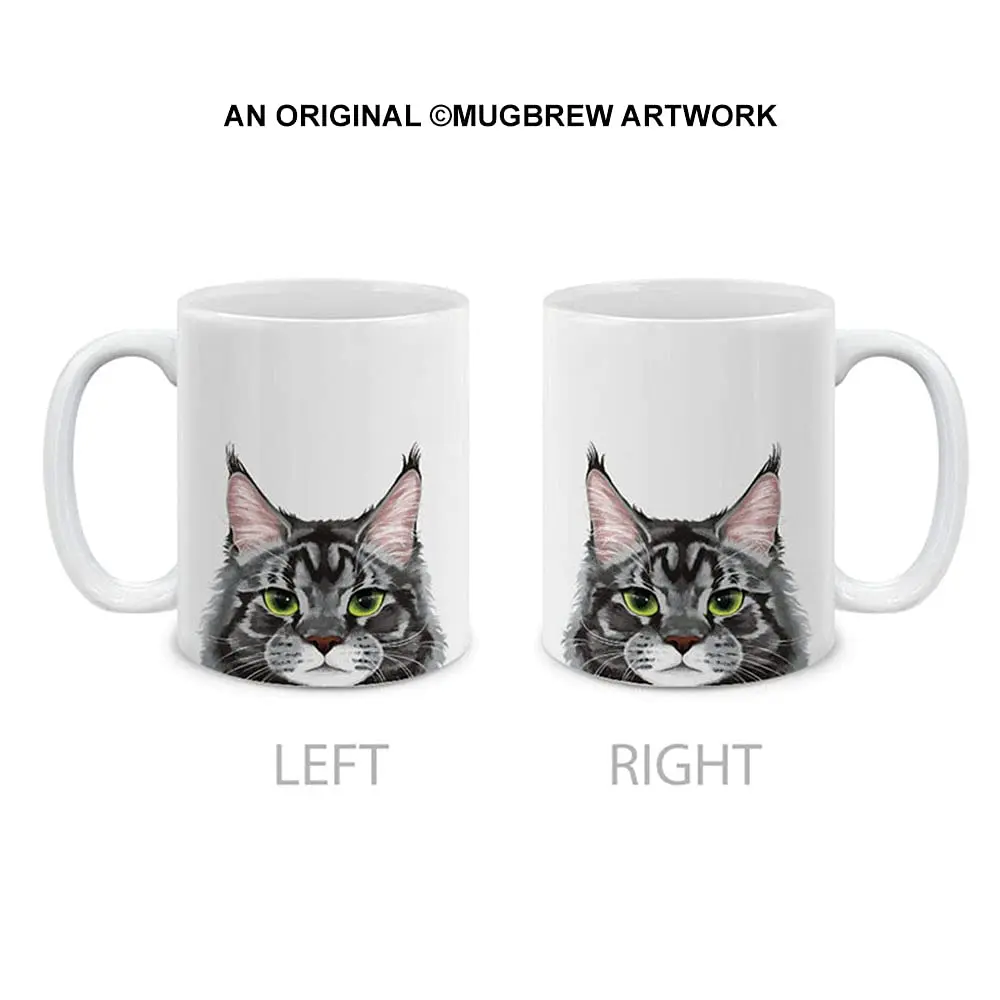 MUGBREW Black Silver Maine Coon Cat Ceramic Coffee Mug 11 OZ | Durable Heat-Press Design for Daily Use - main product image