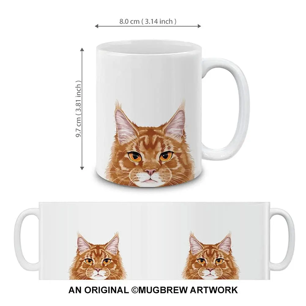 MUGBREW Ginger Orange Tabby Maine Coon Cat Ceramic Coffee Mug Tea Cup 11 OZ | Unique Ginger Orange Maine Coon Design - view 3