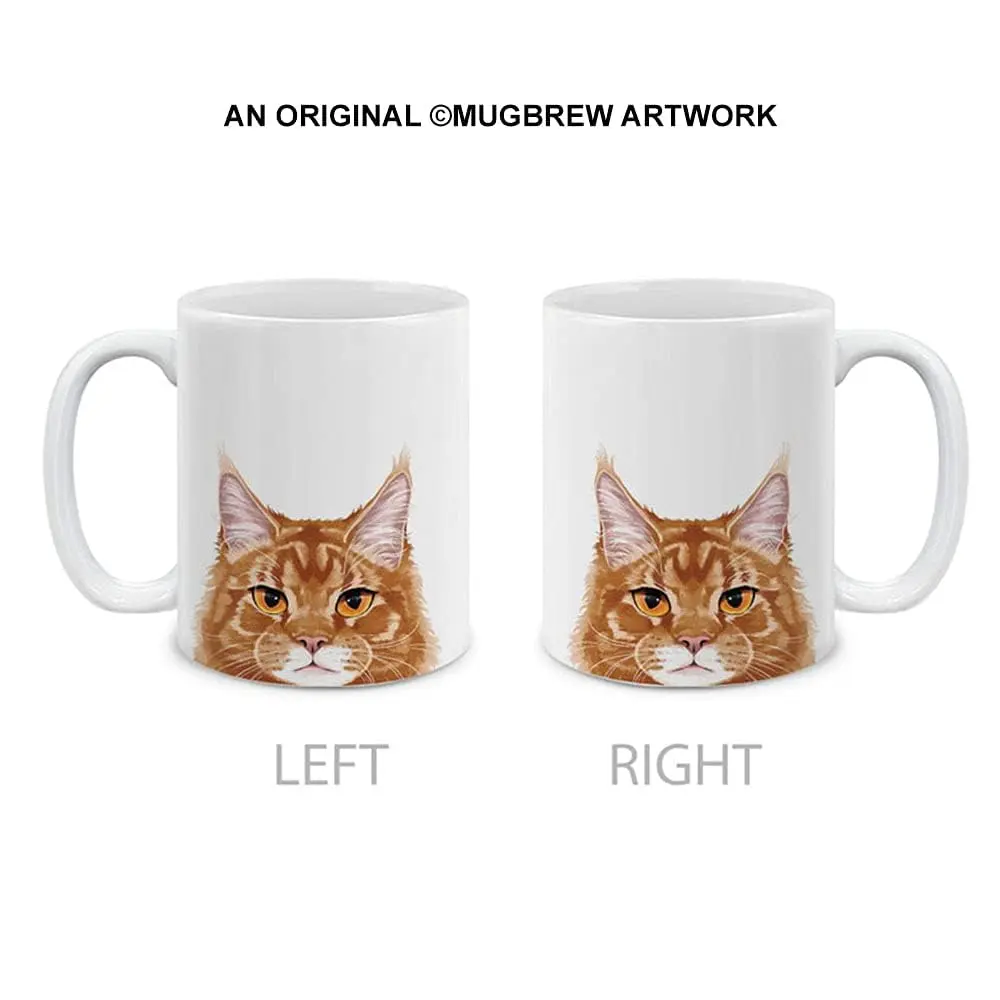 MUGBREW Ginger Orange Tabby Maine Coon Cat Ceramic Coffee Mug Tea Cup 11 OZ | Unique Ginger Orange Maine Coon Design - view 2