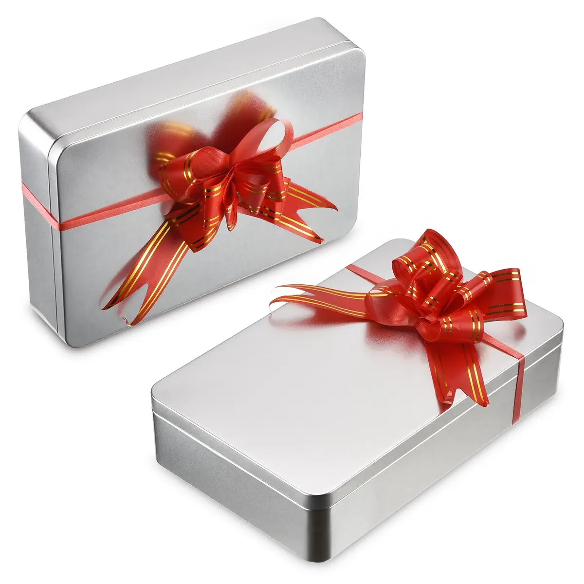 Hotop Silver Metal Tins with Lid Storage Box 215mm x 135mm x 48mm (8.5 x 5.3 x 1.9 Inch) | Classic Rectangular Containers for Gifts and Crafts - view 4