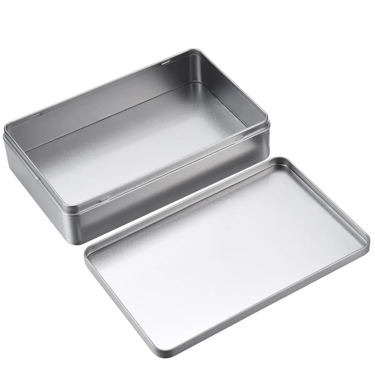 Hotop Silver Metal Tins with Lid Storage Box 215mm x 135mm x 48mm (8.5 x 5.3 x 1.9 Inch) | Classic Rectangular Containers for Gifts and Crafts - view 6