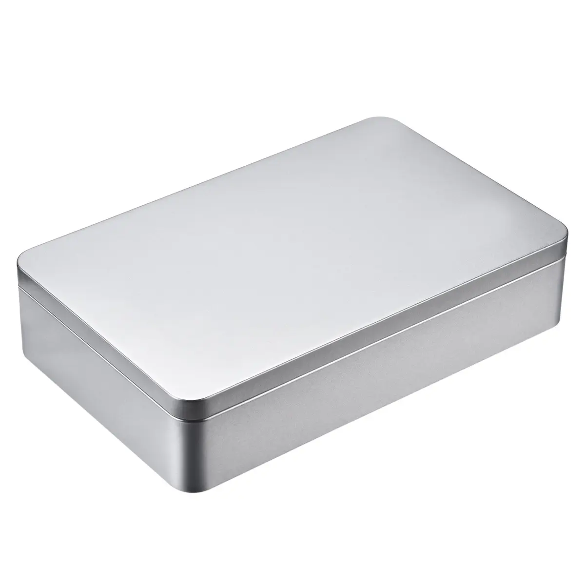 Hotop Silver Metal Tins with Lid Storage Box 215mm x 135mm x 48mm (8.5 x 5.3 x 1.9 Inch) | Classic Rectangular Containers for Gifts and Crafts - main product image