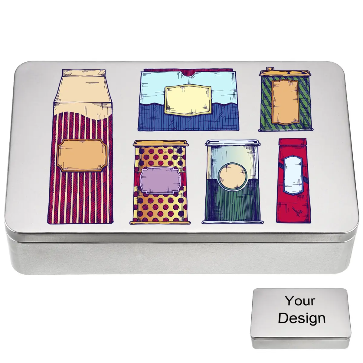 Hotop Silver Metal Tins with Lid Storage Box 215mm x 135mm x 48mm (8.5 x 5.3 x 1.9 Inch) | Classic Rectangular Containers for Gifts and Crafts - view 7
